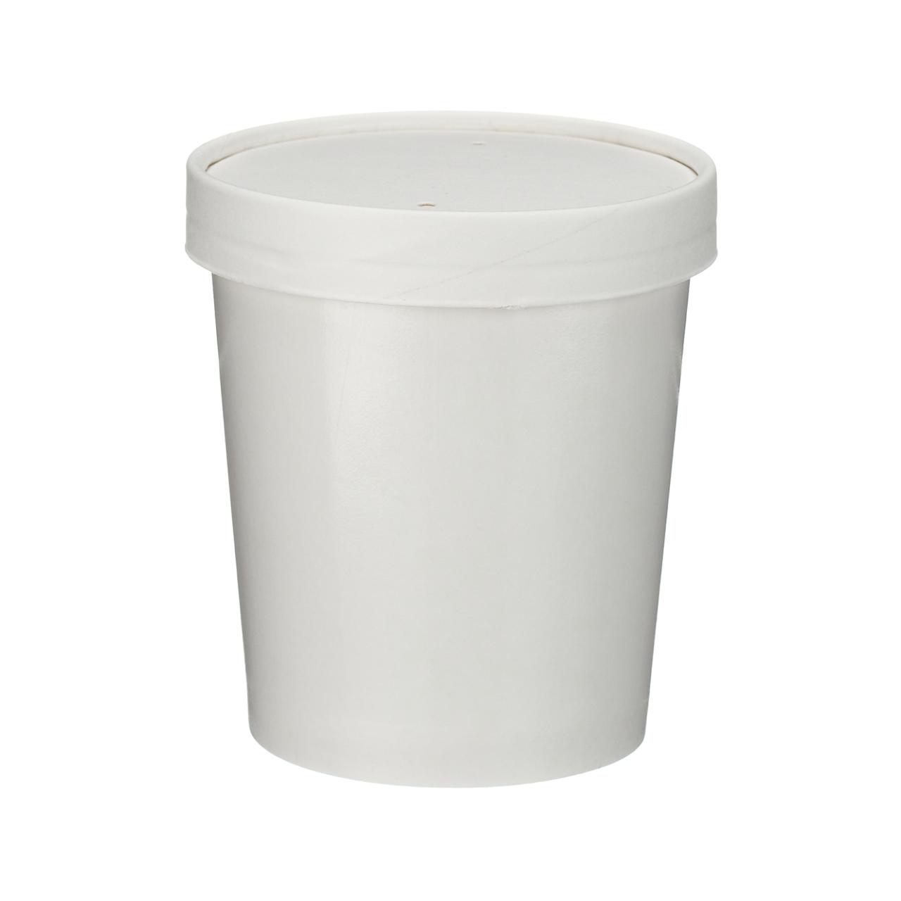 16oz White Premium Soup Pot / White Paper Lid (PP lined) 